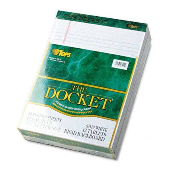 Tops Tops 63410 Docket Ruled Perforated Pads Legal Rule Ltr White 12 50-Sheets Pads/pk 63410 - main